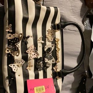 Betsey Johnson Satchel Flutterby Stripped Purse